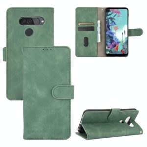 For LG Q70 Solid Color Skin Feel Magnetic Buckle Horizontal Flip Calf Texture PU Leather Case with Holder & Card Slots & Wallet(Green) (OEM)