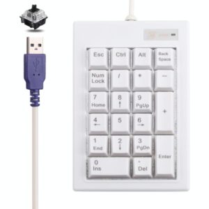 DX-21A 21-keys USB Wired Mechanical Black Shaft Mini Numeric Keyboard(White) (OEM)