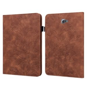 For Samsung Galaxy Tab A A6 10.1 inch 2016 Lace Flower Embossing Pattern Horizontal Flip Leather Case with Holder & Card Slots & Wallet & Photo Frame(Brown) (OEM)