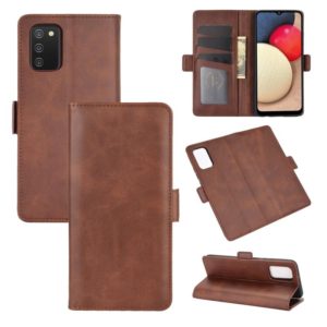 For Samsung Galaxy A02s (EU Version) Dual-side Magnetic Buckle Horizontal Flip Leather Case with Holder & Card Slots & Wallet(Brown) (OEM)