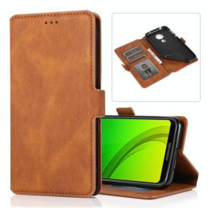 For Motorola Moto G7 Power(EU Version) Retro Magnetic Closing Clasp Horizontal Flip Leather Case with Holder & Card Slots & Photo Frame & Wallet(Brown) (OEM)