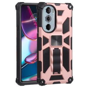 For Motorola Edge 30 Pro Shockproof TPU + PC Magnetic Protective Phone Case with Holder(Rose Gold) (OEM)