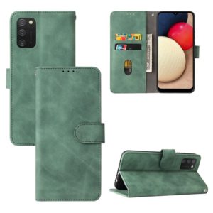 For Samsung Galaxy A02s Solid Color Skin Feel Magnetic Buckle Horizontal Flip Calf Texture PU Leather Case with Holder & Card Slots & Wallet(Green) (OEM)