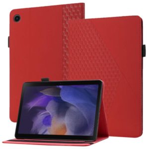 For Samsung Galaxy Tab A8 10.5 2021 X200/X205 Rhombus Skin Feel Horizontal Flip Tablet Leather Case with Card Slots & Holder(Red) (OEM)