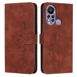 For Infinix Hot 11s Skin Feel Heart Pattern Leather Phone Case(Brown) (OEM)