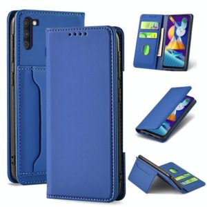 For Samsung Galaxy M11 Strong Magnetism Liquid Feel Horizontal Flip Leather Case with Holder & Card Slots & Wallet(Blue) (OEM)