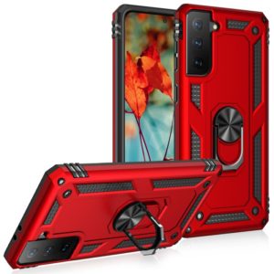 For Samsung Galaxy S21+ 5G Shockproof TPU + PC Protective Case with 360 Degree Rotating Holder(Red) (OEM)