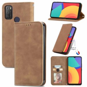 For Alcatel 1S 2021 Retro Skin Feel Business Magnetic Horizontal Flip Leather Case with Holder & Card Slots & Wallet & Photo Frame(Brwon) (OEM)