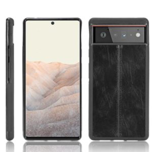 For Google Pixel 6 Pro Shockproof Sewing Cow Skin Texture PC + PU + TPU Case(Black) (OEM)