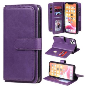 For iPhone 11 Pro Max Multifunctional Magnetic Copper Buckle Horizontal Flip Solid Color Leather Case with 10 Card Slots & Wallet & Holder & Photo Frame(Purple) (OEM)