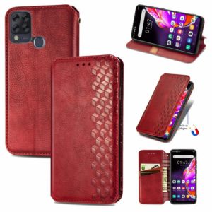 For Infinix Hot 10T Cubic Grid Pressed Horizontal Flip Magnetic PU Leather Case with Holder & Card Slots & Wallet(Red) (OEM)