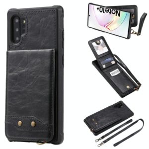 For Galaxy Note 10 Plus Vertical Flip Wallet Shockproof Back Cover Protective Case with Holder & Card Slots & Lanyard & Photos Frames(Black) (OEM)