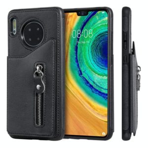 For Huawei Mate 30 Solid Color Double - Button Zipper Shockproof Protective Case(Black) (OEM)