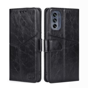 For Motorola Moto G62 5G Geometric Stitching Horizontal Flip Leather Phone Case(Black) (OEM)