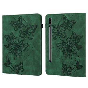 For Samsung Galaxy Tab S8 Embossed Butterfly Pattern Leather Tablet Case(Green) (OEM)