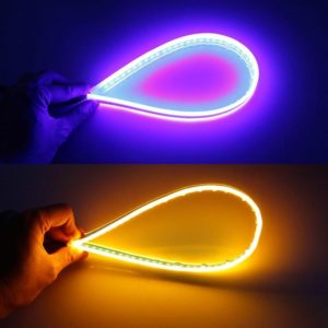 2 PCS 30cm DC12V 4.2W Ultra-thin Car Auto Double Colors Turn Lights / Running Lights, with LED SMD-2835 Lamp Beads (Turn Lights: Yellow Light; Running Lights: Blue Light) (OEM)