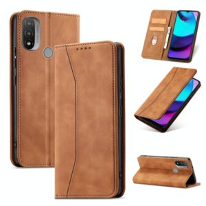 For Motorola Moto E20 / E30 Magnetic Dual-fold Leather Phone Case(Brown) (OEM)