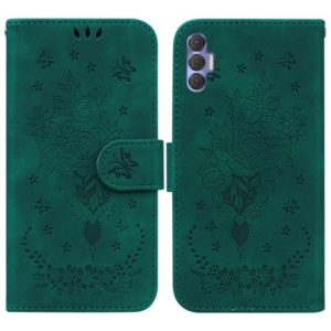 For Tecno Spark 8P Butterfly Rose Embossed Leather Phone Case(Green) (OEM)