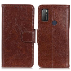 For Alcatel 1S (2021) Nappa Texture Horizontal Flip Leather Case with Holder & Card Slots & Wallet(Brown) (OEM)