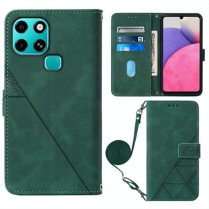For Infinix Smart 6 Crossbody 3D Embossed Flip Leather Phone Case(Dark Green) (OEM)