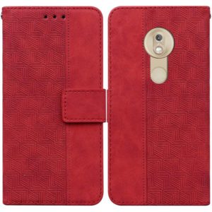 For Motorola Moto G7 Play EU Version Geometric Embossed Leather Phone Case(Red) (OEM)