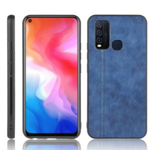 For Vivo Y50 Shockproof Sewing Cow Pattern Skin PC + PU + TPU Case(Blue) (OEM)