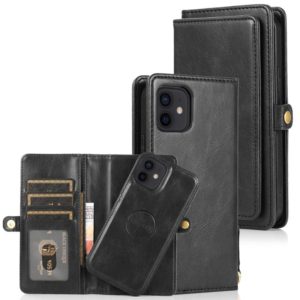 For iPhone 12 mini Multiple Card Slots Detachable Magnetic Horizontal Flip Leather Case with Card Slots & Holder & Wallet (Black) (OEM)
