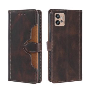 For Motorola Moto G32 4G Skin Feel Magnetic Buckle Leather Phone Case(Brown) (OEM)