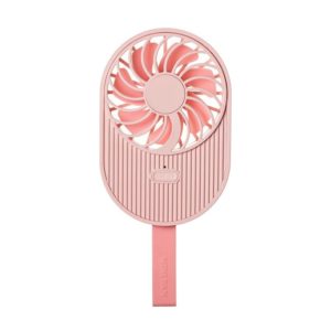 LLD-17 0.7-1.2W Ice Cream Shape Portable 2 Speed Control USB Charging Handheld Fan with Lanyard (Pink) (OEM)