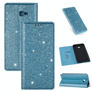 For Samsung Galaxy J4+ Ultrathin Glitter Magnetic Horizontal Flip Leather Case with Holder & Card Slots(Sky Blue) (OEM)