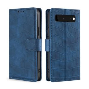 For Google Pixel 6 Skin Feel Crocodile Texture Magnetic Clasp Horizontal Flip PU Leather Case with Holder & Card Slots & Wallet(Blue) (OEM)