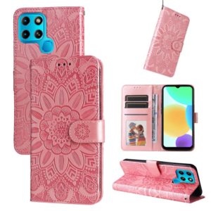 For Infinix Smart 6 Embossed Sunflower Leather Phone Case(Pink) (OEM)
