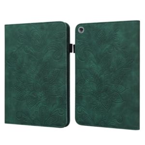 For Huawei MediaPad M5 Lite Lace Flower Embossing Pattern Horizontal Flip Leather Case with Holder & Card Slots & Wallet & Photo Frame(Green) (OEM)