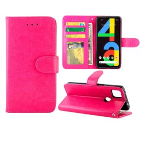For Goolgle Pixel 4a (4G) Crazy Horse Texture Leather Horizontal Flip Protective Case with Holder & Card Slots & Wallet & Photo Frame(Rose Red) (OEM)
