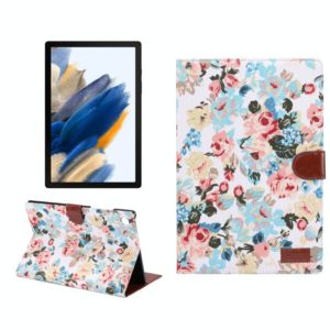 For Samsung Galaxy Tab A8 10.5 2021 X200 / X205 Flower Cloth Leather Smart Tablet Case(White) (OEM)