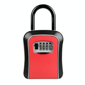 Car Password Lock Storage Box Security Box Hook Installation-free Safety Box(Red) (OEM)