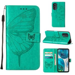 For Motorola Moto G52 Embossed Butterfly Leather Phone Case(Green) (OEM)