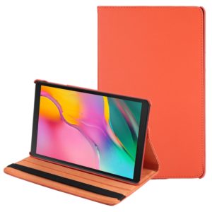 Litchi Texture Horizontal Flip 360 Degrees Rotation Leather Case for Galaxy Tab A 10.1 (2019) T510 / T515, with Holder (Orange) (OEM)