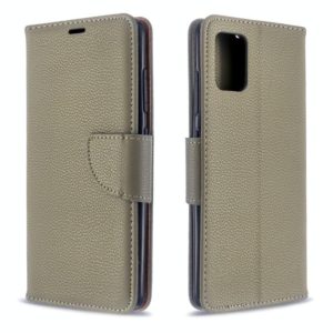 For Galaxy A51 Litchi Texture Pure Color Horizontal Flip PU Leather Case with Holder & Card Slots & Wallet & Lanyard(Grey) (OEM)