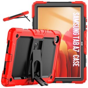 Shockproof Colorful Silicone + Black PC Tablet Protective Case with Holder & Shoulder Strap For Samsung Galaxy Tab A7 2020 T500(Red) (OEM)
