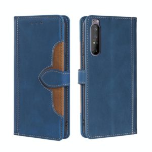 For Sony Xperia 1 II Skin Feel Straw Hat Magnetic Buckle Leather Phone Case(Blue) (OEM)