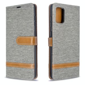 For Galaxy A71 Color Matching Denim Texture Horizontal Flip PU Leather Case with Holder & Card Slots & Wallet & Lanyard(Grey) (OEM)