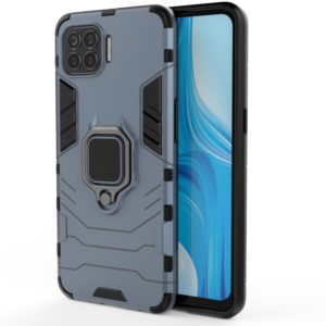 For OPPO F17 Pro PC + TPU Shockproof Protective Case with Magnetic Ring Holder(Navy Blue) (OEM)