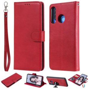 For Huawei P30 Lite / nova 4e Solid Color Horizontal Flip Protective Case with Holder & Card Slots & Wallet & Photo Frame & Lanyard(Red) (OEM)