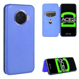 For OPPO Ace2 Carbon Fiber Texture Horizontal Flip TPU + PC + PU Leather Case with Card Slot(Blue) (OEM)