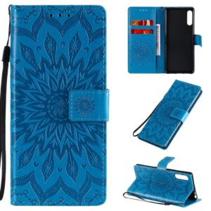 For Sony Xperia L4 Embossed Sunflower Pattern Horizontal Flip PU Leather Case with Holder & Card Slots & Wallet & Lanyard(Blue) (OEM)
