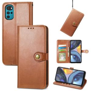 For Motorola Moto G22 Retro Solid Color Buckle Leather Phone Case(Brown) (OEM)