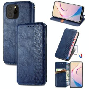For OUKITEL C21 Pro Cubic Grid Pressed Horizontal Flip Magnetic PU Leather Case with Holder & Card Slots & Wallet(Blue) (OEM)