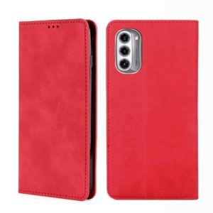 For Motorola MOTO G52j 5G Skin Feel Magnetic Horizontal Flip Leather Phone Case(Red) (OEM)