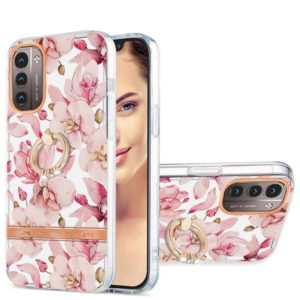 For Nokia G21 / G11 Ring IMD Flowers TPU Phone Case(Pink Gardenia) (OEM)